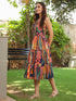 Multi coloured Printed Fit & Flare Ethnic Dress